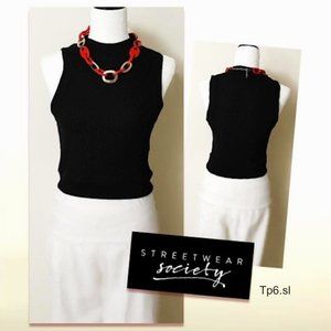 STREETWEAR SOCIETY Black Tank Crop Top Stretchable